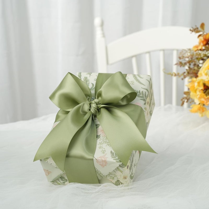 DINDOSAL Sage Green Ribbon Double Face Satin Ribbon 2 Inch Moss Ribbon for Wedding Bridal Bouquet Crafts DIY Party Decorations - 25Yards - Image 5